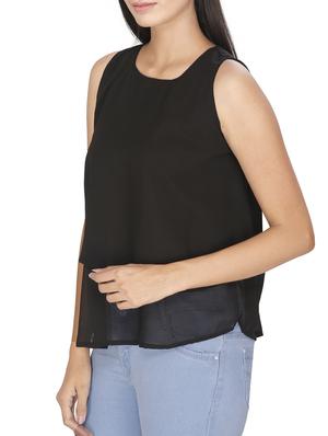 solid black poly georgette top - 12082055 - Standard Image - 2