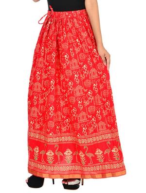 red cotton flared skirt - 12086521 - Standard Image - 2
