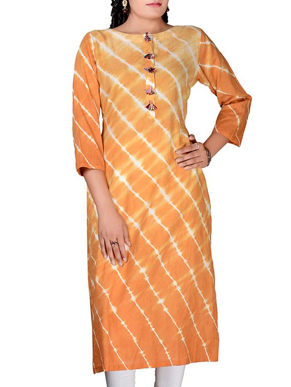 Brown Cotton Straight Kurta - By