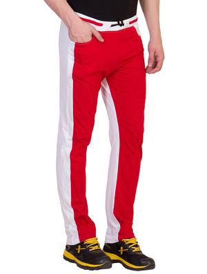 red cotton full length track pant - 12090999 - Standard Image - 2