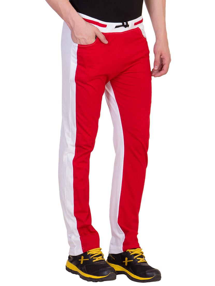 red cotton full length track pant - 12090999 - Zoom Image - 2