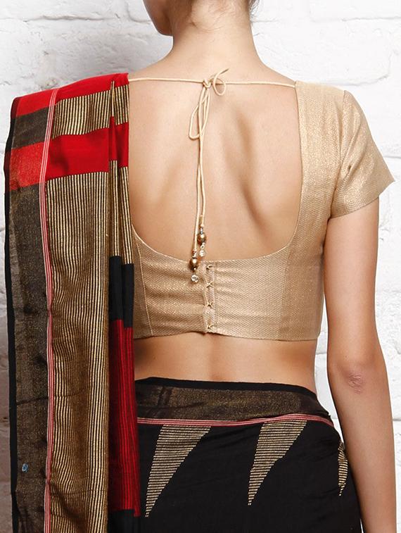 Solid gold faux georgette blouse - 12095424 - Zoom Image - 2