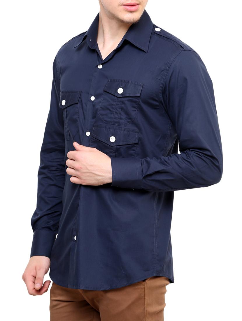 blue cotton casual shirt - 12096551 - Zoom Image - 2