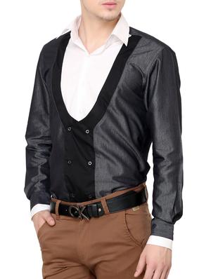 grey cotton casual shirt - 12096556 - Standard Image - 2