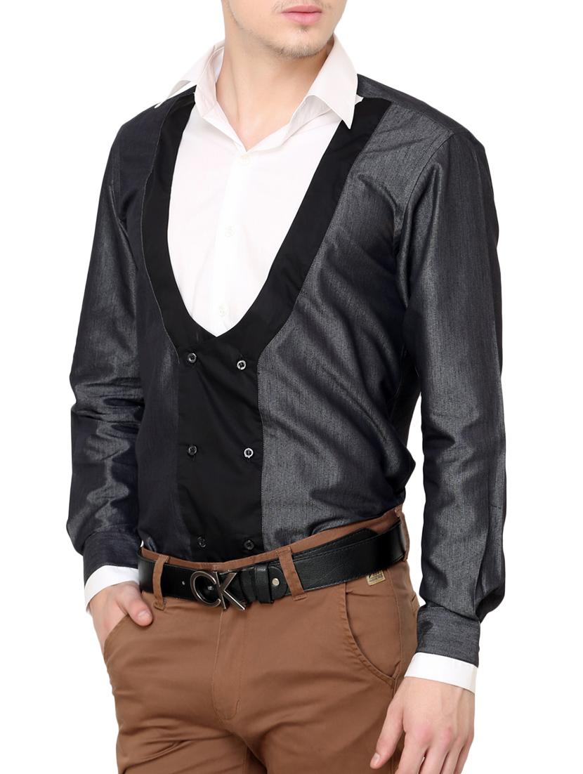 grey cotton casual shirt - 12096556 - Zoom Image - 2
