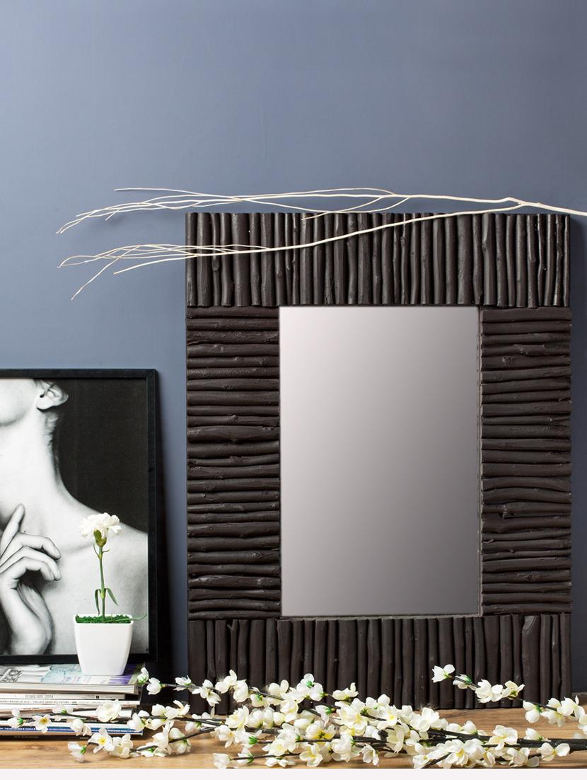 Wood Twig Framed Rectangular Mirror - By