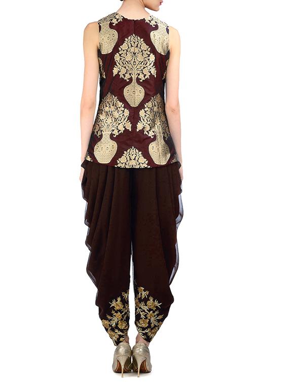 red kurti & dhoti set - 12101658 - Zoom Image - 2