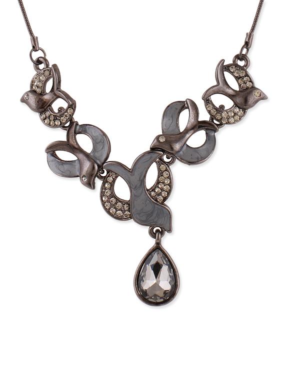 Black Metal Long Necklace - By