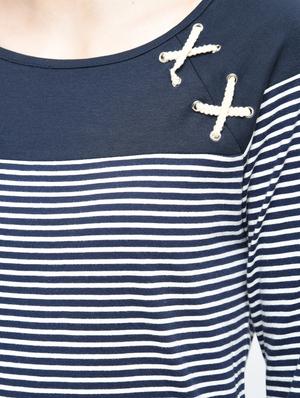 lace up detail striped sheath dress - 12107541 - Standard Image - 5