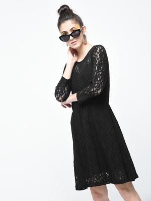 floral laced flared dress - 12107549 - Standard Image - 2
