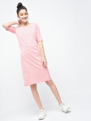 light pink striped cotton sheath dress - 12107560 - Standard Image - 2