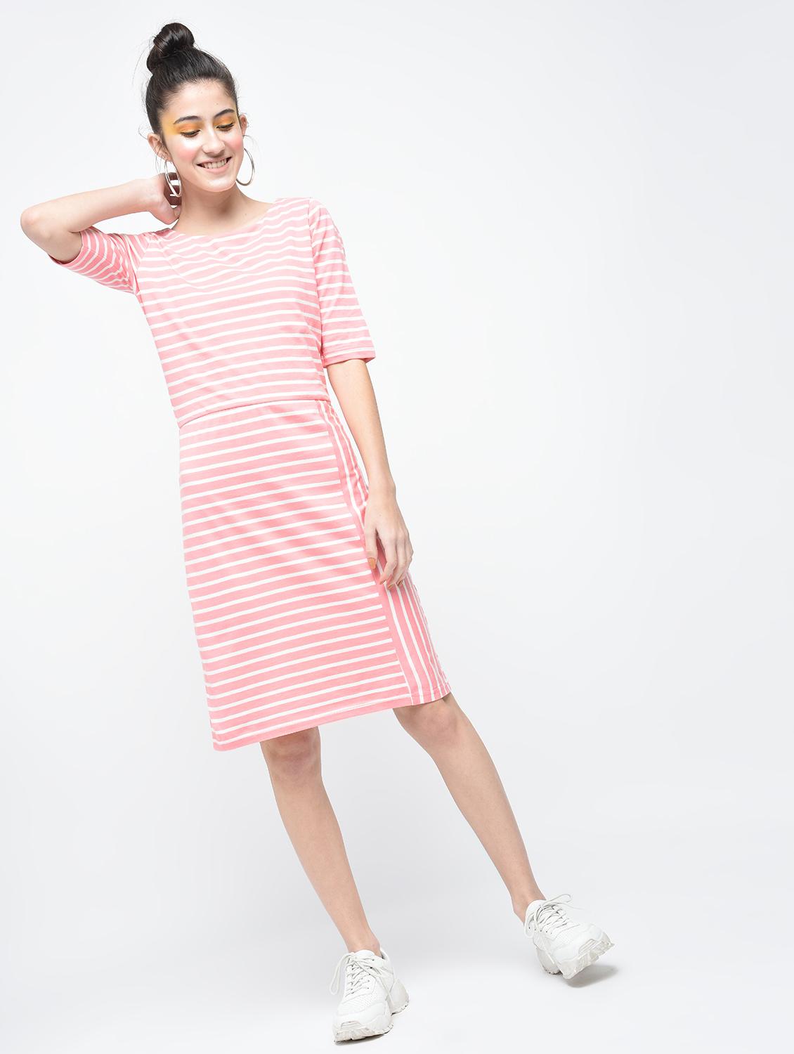 light pink striped cotton sheath dress - 12107560 - Zoom Image - 2