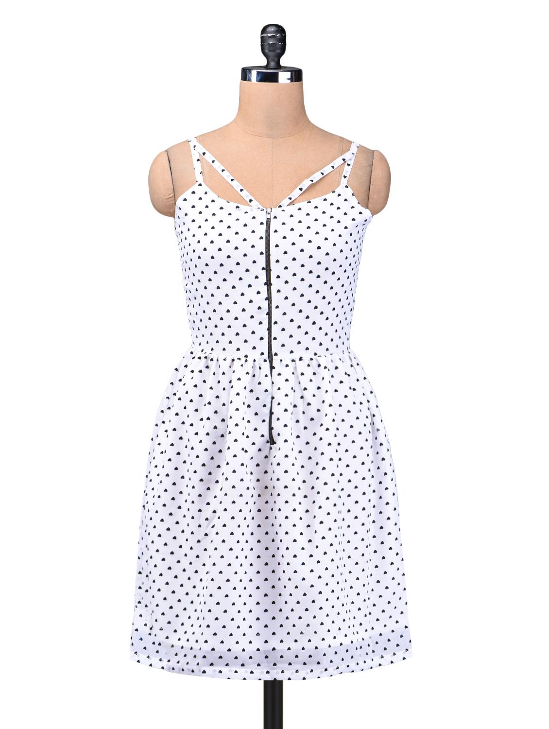 Black And White Polygeorgette Printed Dress - By