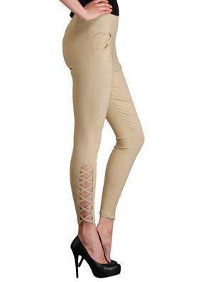 beige cotton jeggings - 12150252 - Standard Image - 2