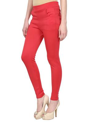 red cotton jeggings - 12150273 - Standard Image - 2