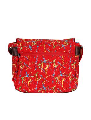 red printed canvas sling bag - 12155973 - Standard Image - 2