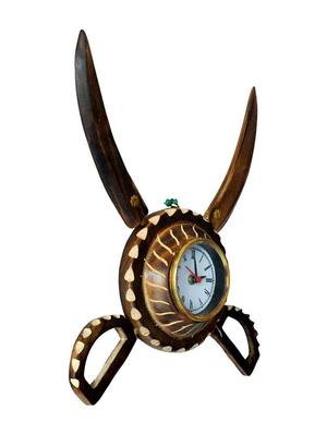desi karigar antique wooden sword armour clock - 12163748 - Standard Image - 2