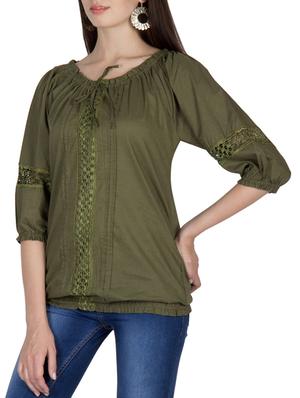 dark green cotton top - 12186238 - Standard Image - 2