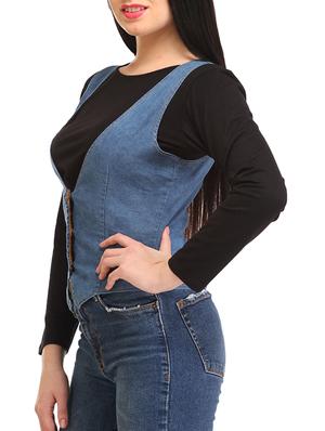 button up denim summer jacket - 12197550 - Standard Image - 2