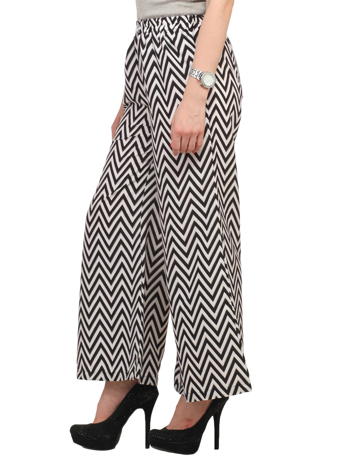 black viscose zig zag printed palazzo - 12204699 - Zoom Image - 2