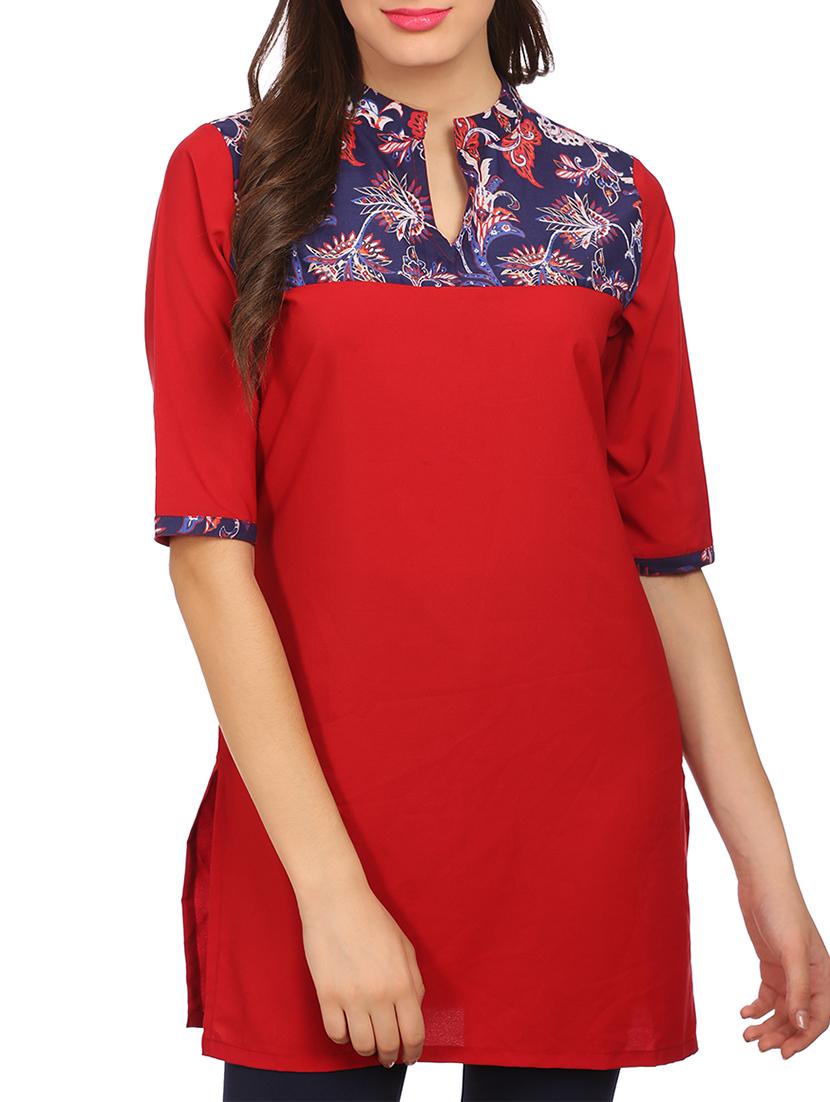 Maroon Cotton Straight Kurta - By