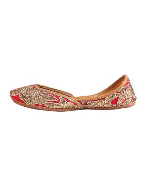 Red silk gota and dori work mojaris - 12241607 - Standard Image - 2