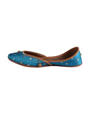 teal silk sequin embellished mojaris - 12241608 - Standard Image - 2