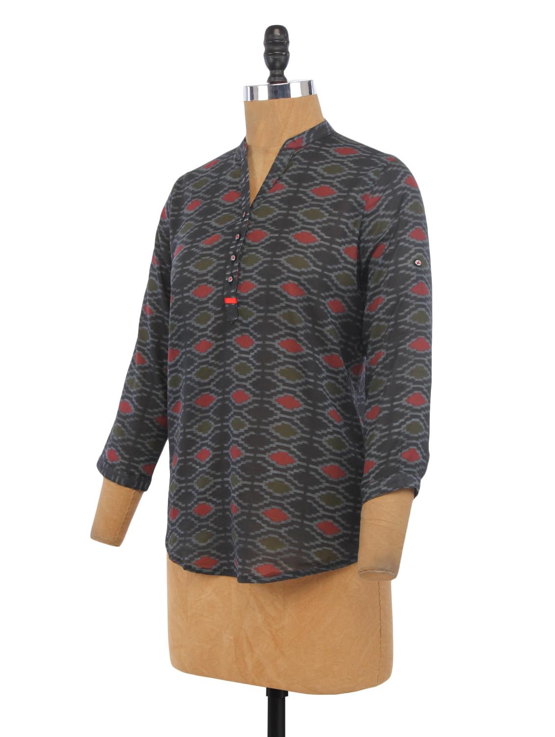 Grey Cotton Printed Top - 1224366 - Zoom Image - 2