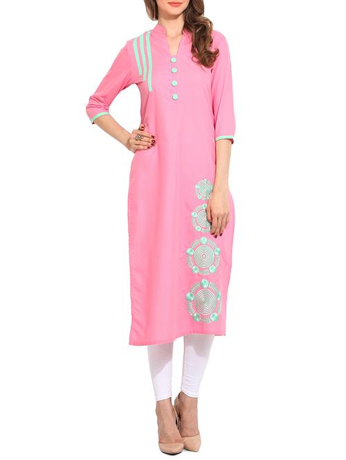 pink none straight kurti - 12248681 - Very Small Image - 1