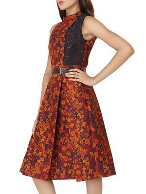 orange floral fit & flare dress - 12249003 - Standard Image - 2