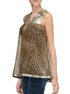 green animal printed chiffon regular top - 12250751 - Standard Image - 2