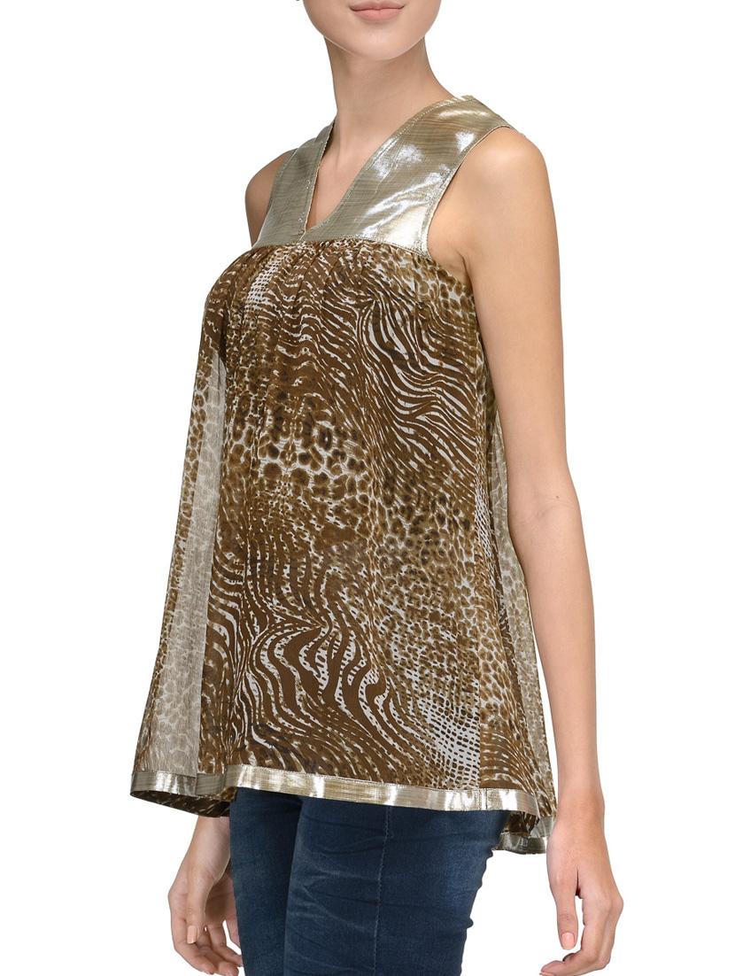 green animal printed chiffon regular top - 12250751 - Zoom Image - 2