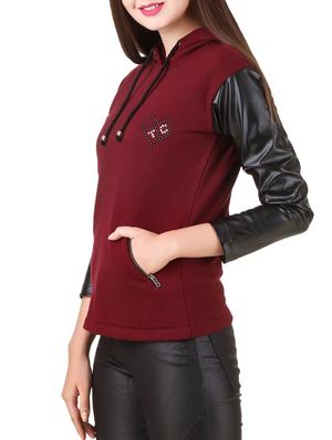 red fleece hooded sweatshirt - 12251251 - Standard Image - 2