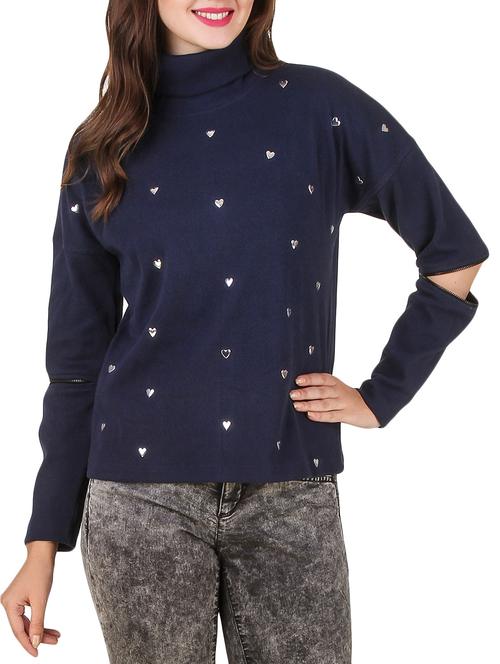 navy blue cotton pullover - 12251261 - Standard Image - 1