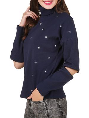 navy blue cotton pullover - 12251261 - Standard Image - 2