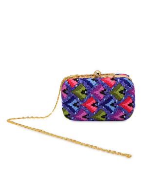 blue silk, metal alloy clutch - 1225279 - Standard Image - 2