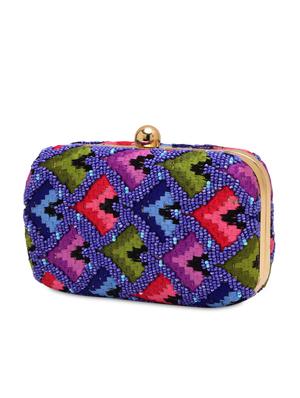 blue silk, metal alloy clutch - 1225279 - Standard Image - 5