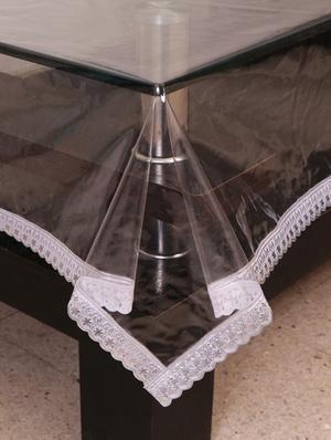 azalea clear 6 seater table cover, 1 inch silver lace ,pack of 1 - 12253447 - Standard Image - 2