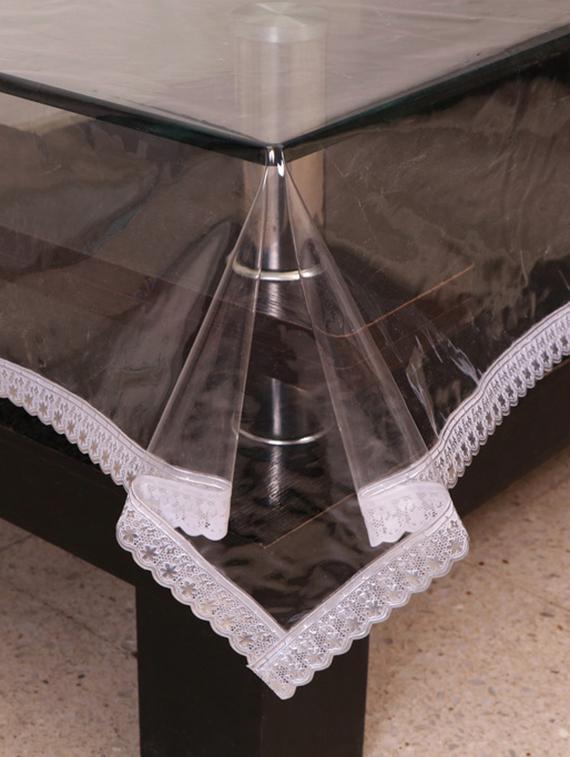 azalea clear 6 seater table cover, 1 inch silver lace ,pack of 1 - 12253447 - Zoom Image - 2