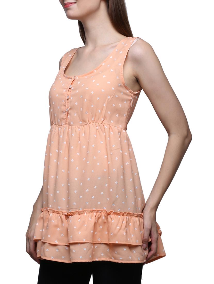 peach polycrepe top - 12253702 - Zoom Image - 2