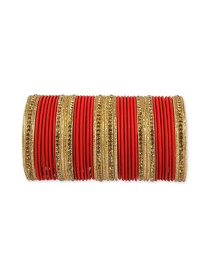 Red metal punjabi wedding bangle (set of 44) - 12261781 - Standard Image - 2