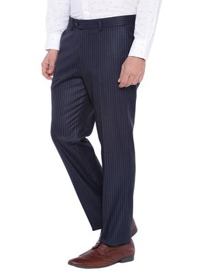 navy blue polyester flat front trousers formal - 12269076 - Standard Image - 2