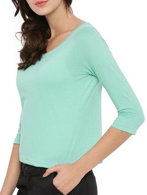 round neck solid sea green top - 12269305 - Standard Image - 2