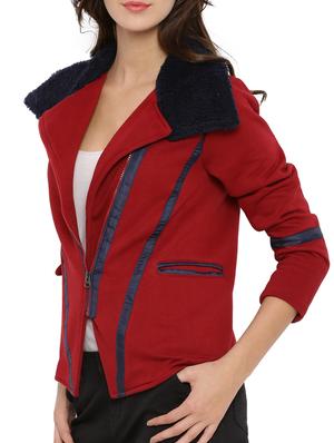 red cotton zipper jacket - 12269383 - Standard Image - 2