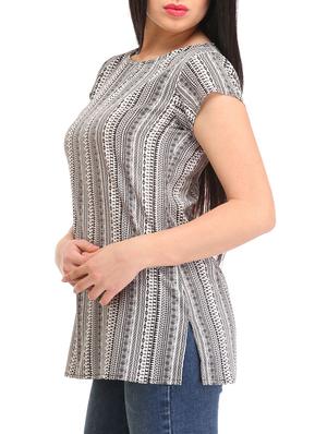 round neck side slit top - 12271022 - Standard Image - 2
