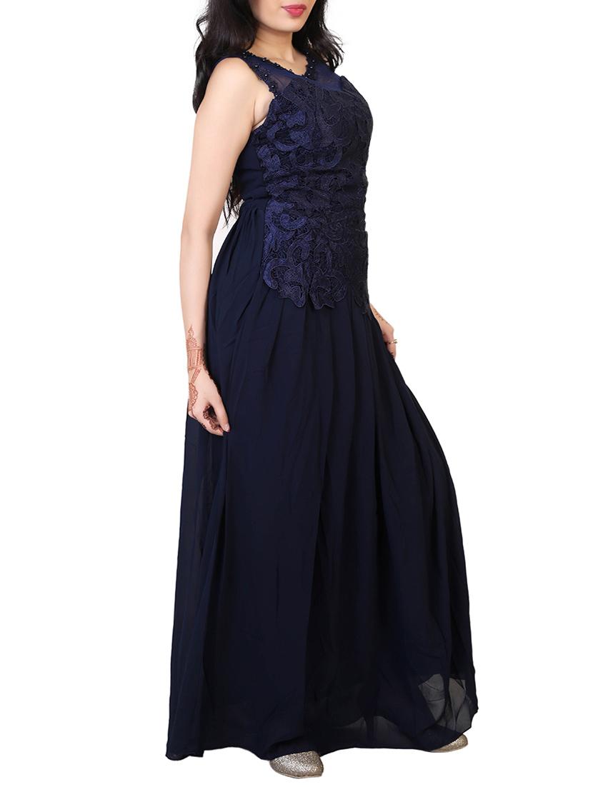 navy blue georgette maxi dress - 12307197 - Zoom Image - 2