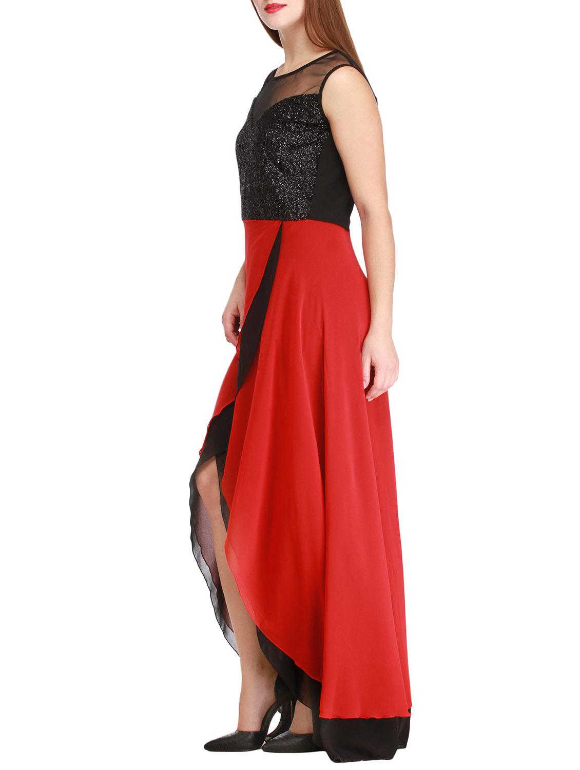 sheer panel high slit dress - 12323667 - Zoom Image - 2