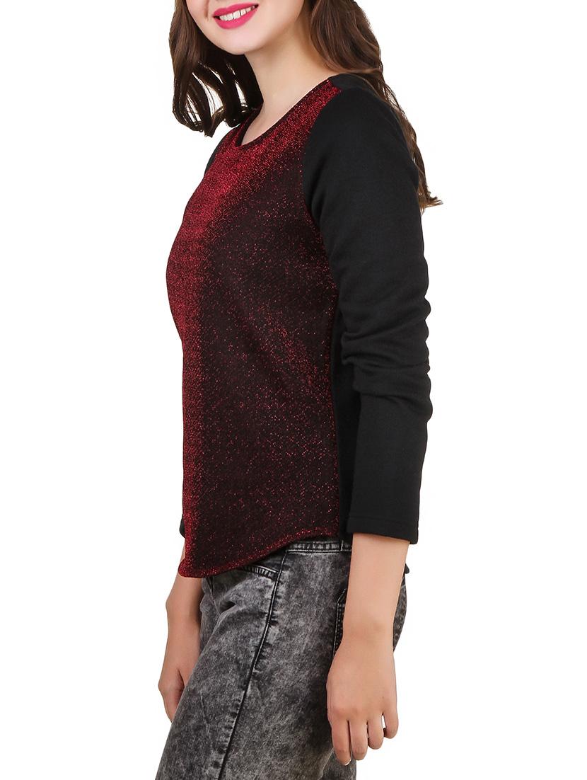 red fleece metallic pullover - 12332187 - Zoom Image - 2