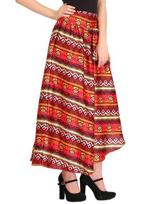 red crepe asymmetric skirt - 12337070 - Standard Image - 2