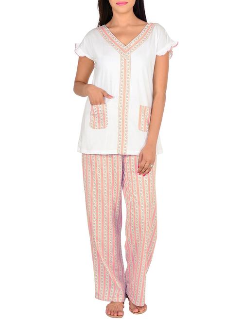 white cotton pyjama set - 12342636 - Standard Image - 1